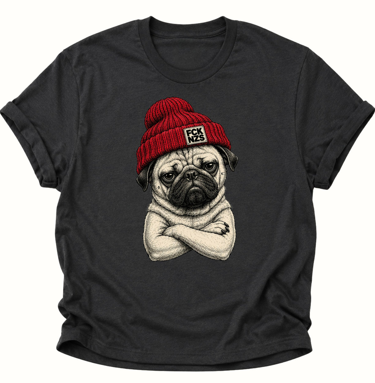 Mops gegen rechts Unisex T-Shirt Schwarz - PINE & RIVER