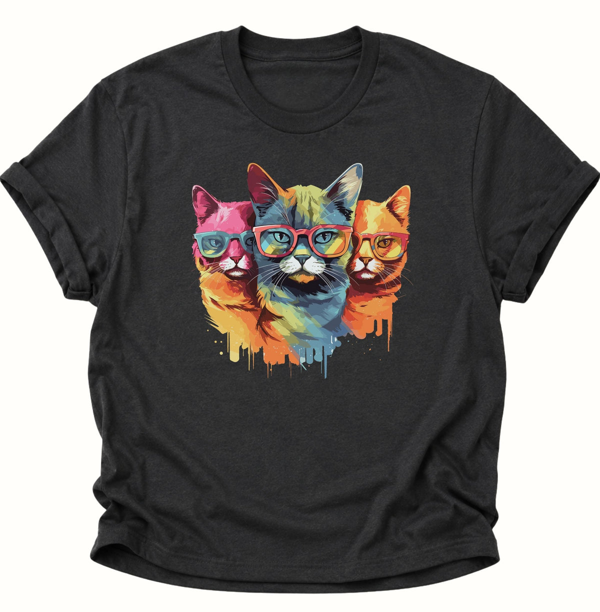 Three Cats Unisex T-Shirt Schwarz - PINE & RIVER
