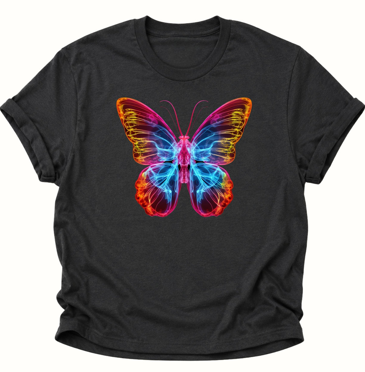 Schmetterling Neon Unisex T-Shirt Schwarz - PINE & RIVER