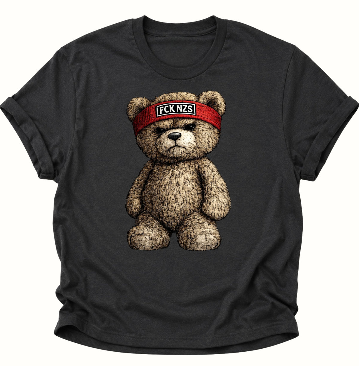 Grimmiger Teddybär gegen rechts Unisex T-Shirt Schwarz - PINE & RIVER