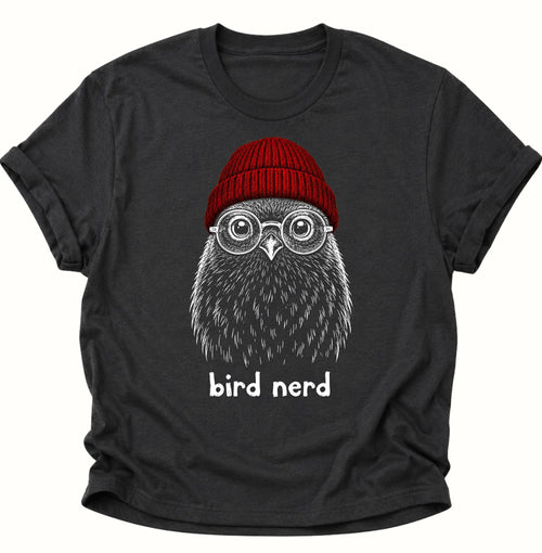Bird Nerd Vogel mit Mütze Unisex T-Shirt Schwarz - PINE & RIVER