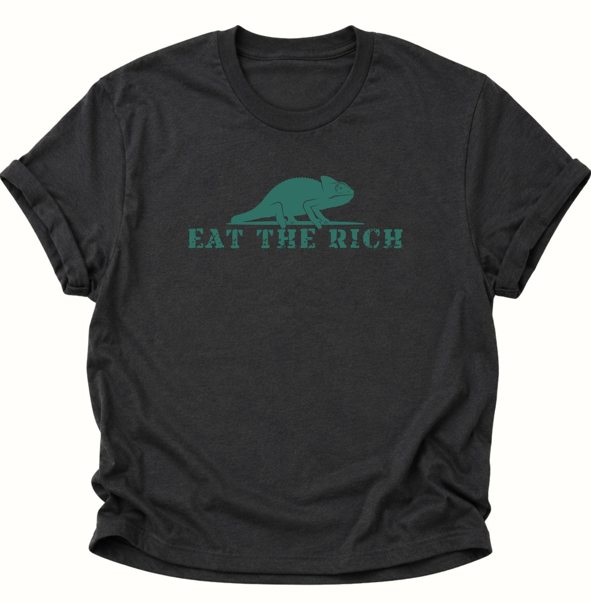 Chamäleon Eat the Rich Unisex T-Shirt Schwarz - PINE & RIVER