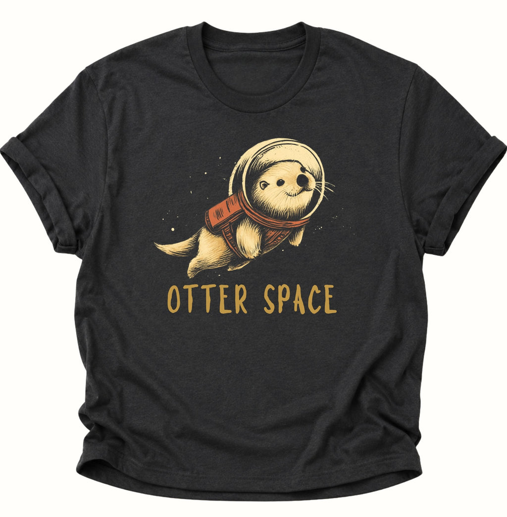 Otter Space Astronauten-Otter Unisex T-Shirt Schwarz - PINE & RIVER