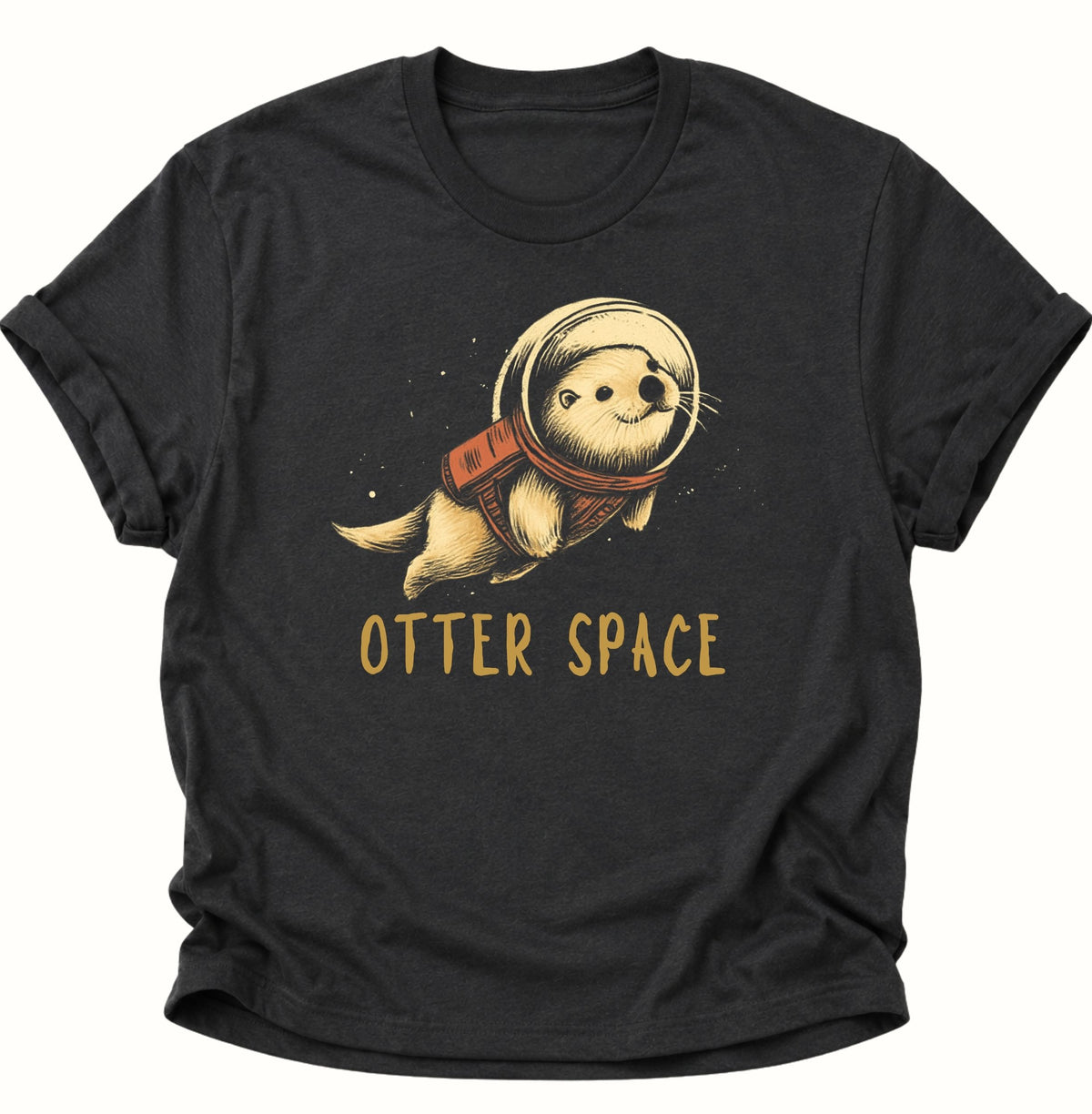 Otter Space Astronauten-Otter Unisex T-Shirt Schwarz - PINE & RIVER
