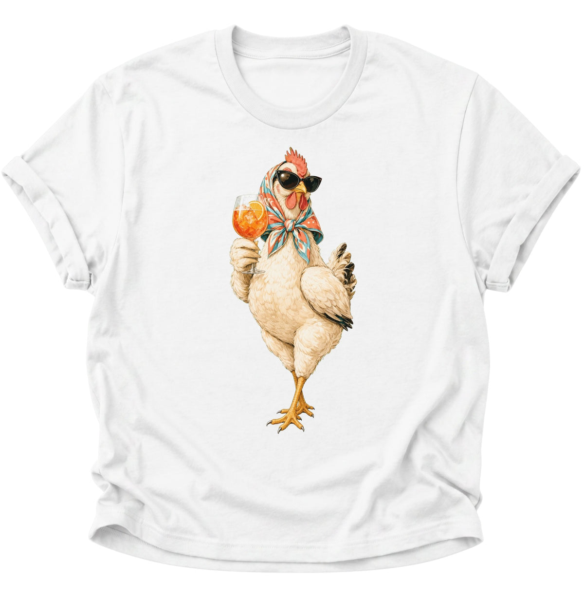 Cocktail-Henne mit Sonnenbrille Unisex T-Shirt Weiß - PINE & RIVER