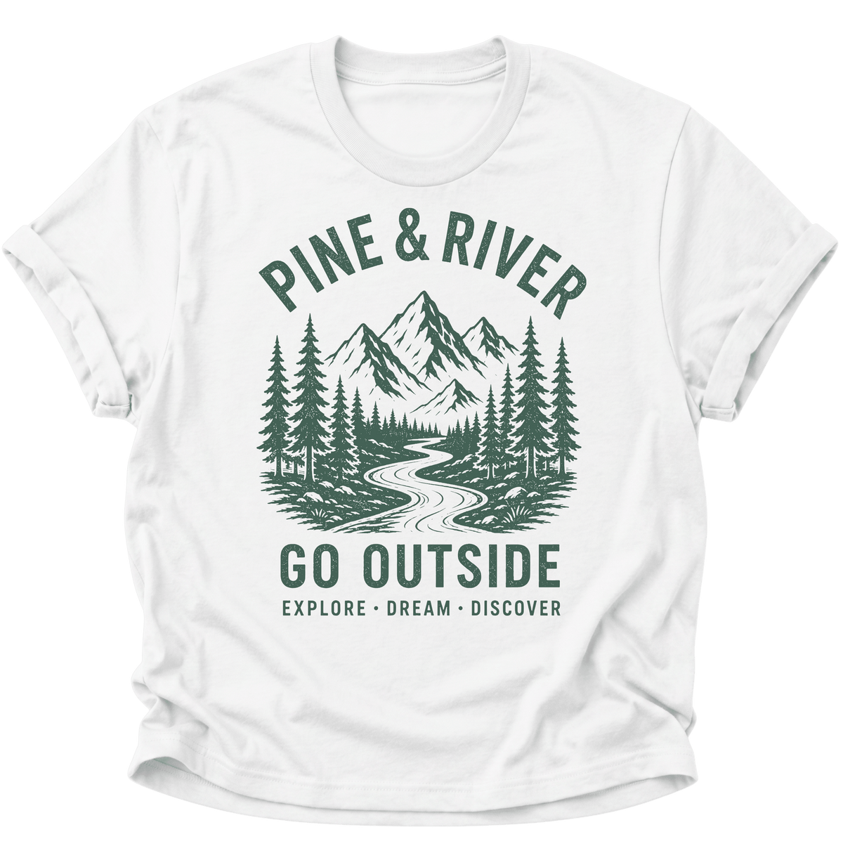 Pine & River Go Outside Unisex T-Shirt Weiß - PINE & RIVER