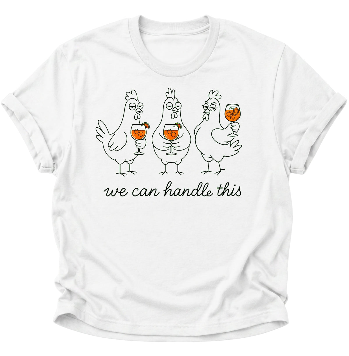 Drei Hühner mit Drinks Unisex T-Shirt Weiß - PINE & RIVER