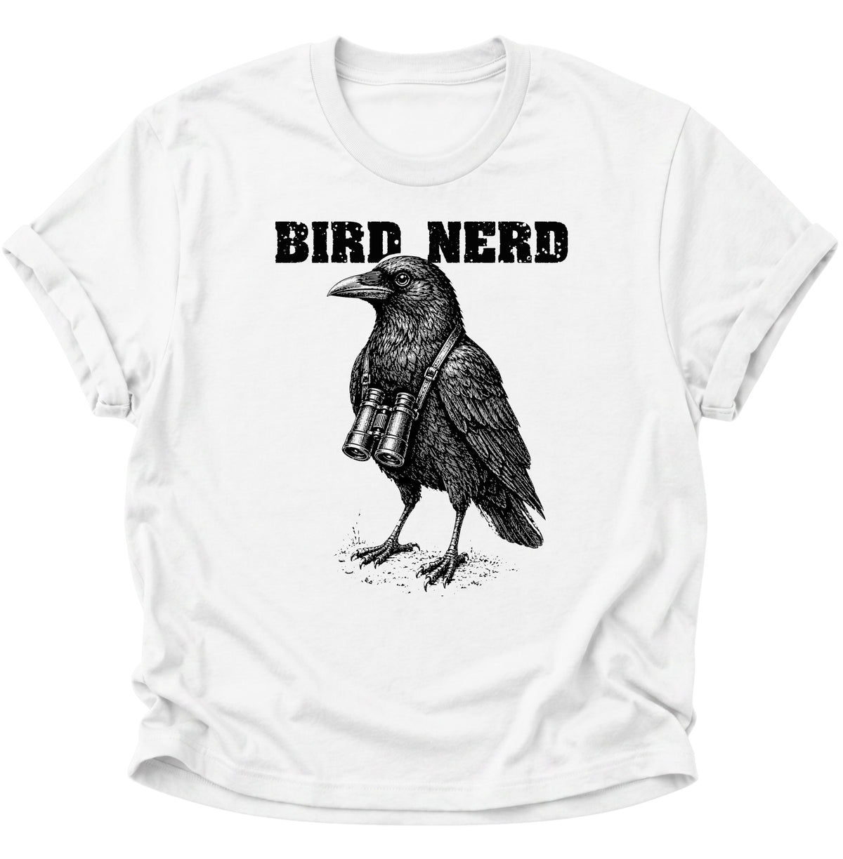 Bird Nerd Rabenvogel mit Fernglas Unisex T-Shirt Weiß - PINE & RIVER