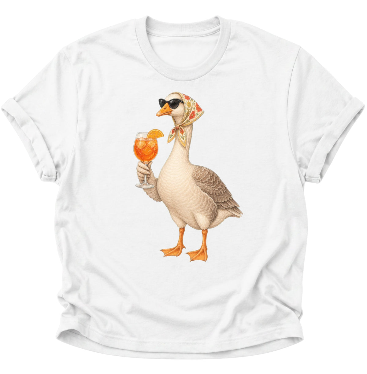 Cocktail-Gans mit Kopftuch Unisex T-Shirt Weiß - PINE & RIVER
