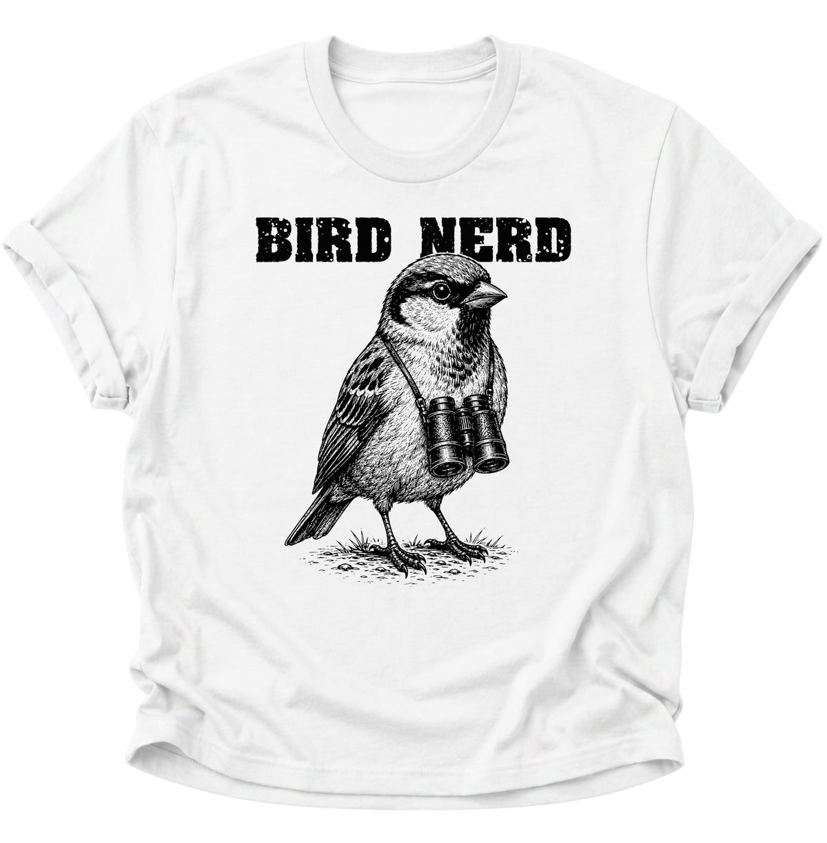 Bird Nerd Vogel mit Fernglas Unisex T-Shirt Weiß - PINE & RIVER