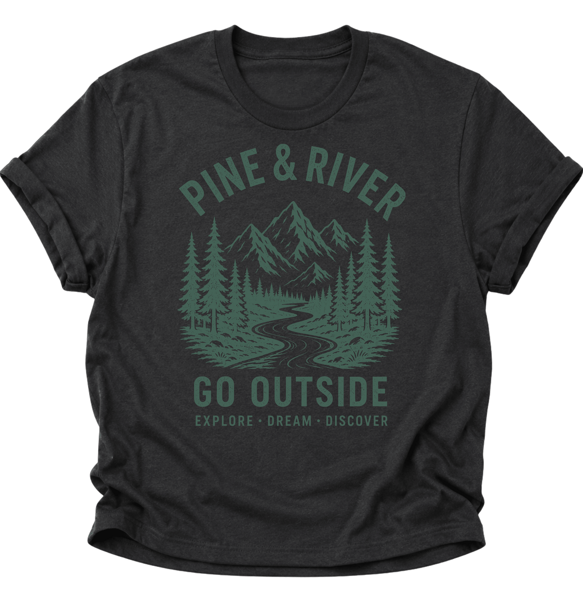 Pine & River Go Outside Unisex T-Shirt Schwarz - PINE & RIVER