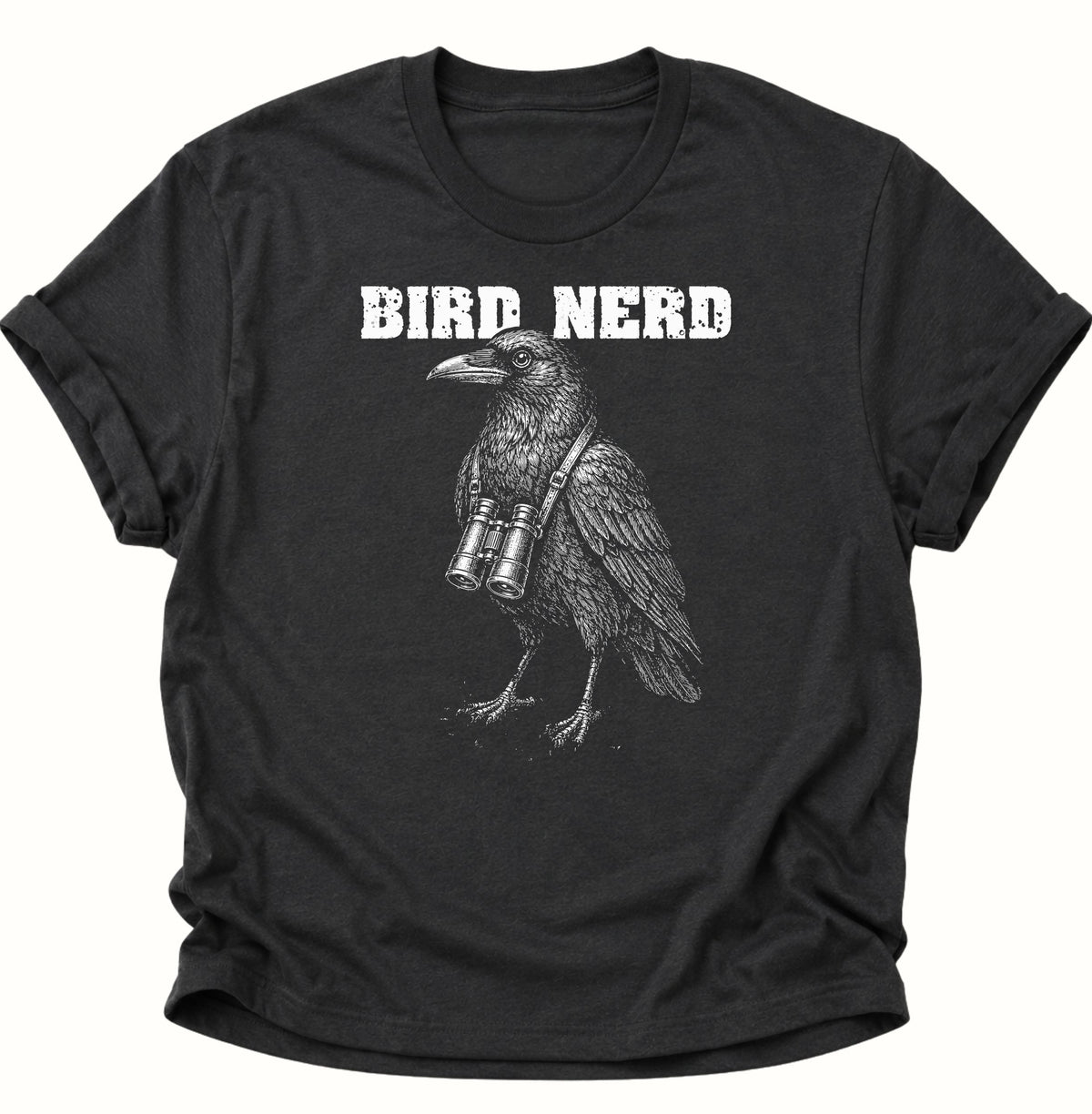 Bird Nerd Rabenvogel mit Fernglas Unisex T-Shirt Schwarz - PINE & RIVER