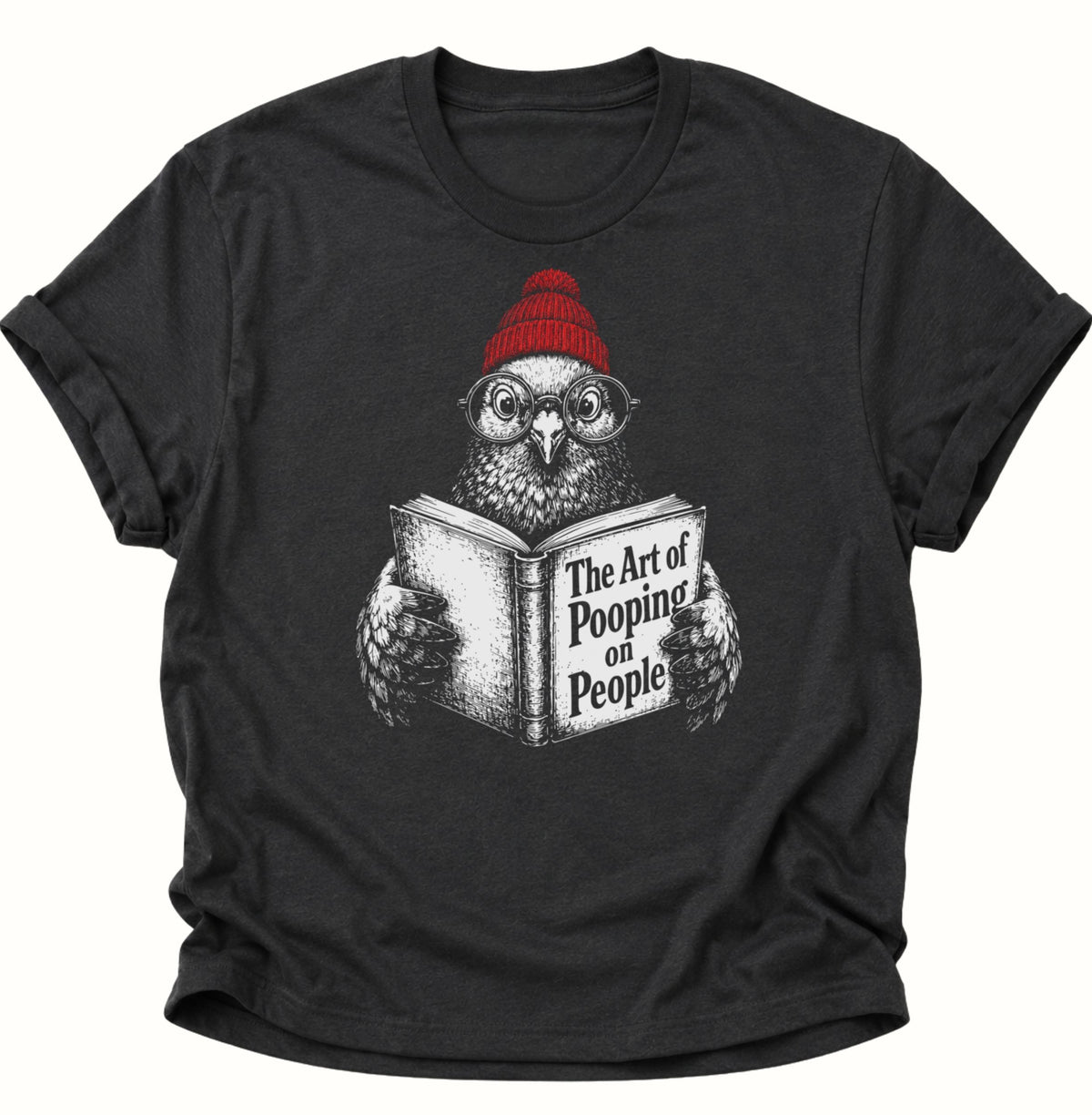 Vogel liest The Art of Pooping on People Unisex T-Shirt Schwarz - PINE & RIVER