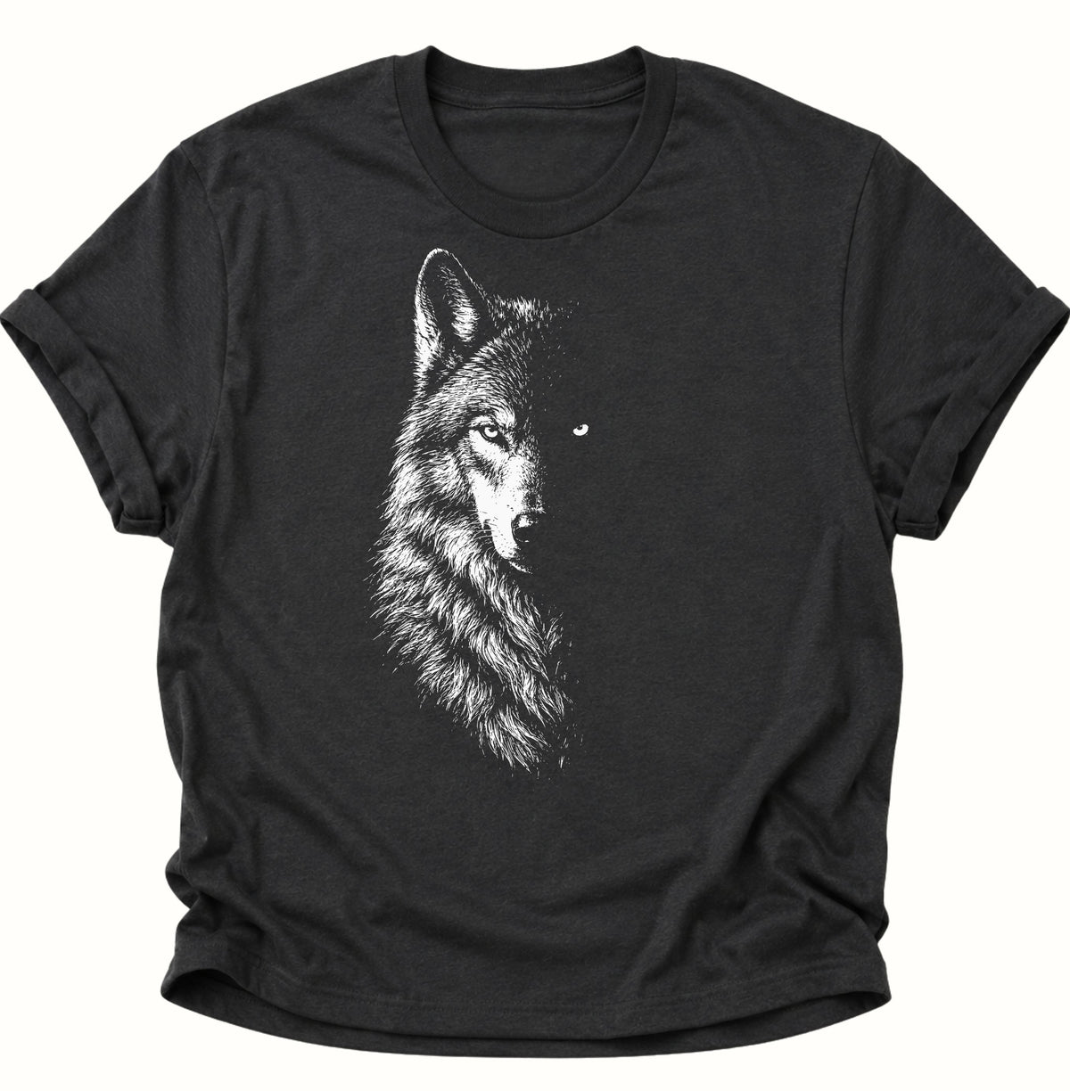 Mystischer Wolf im Schatten Unisex T-Shirt Schwarz - PINE & RIVER