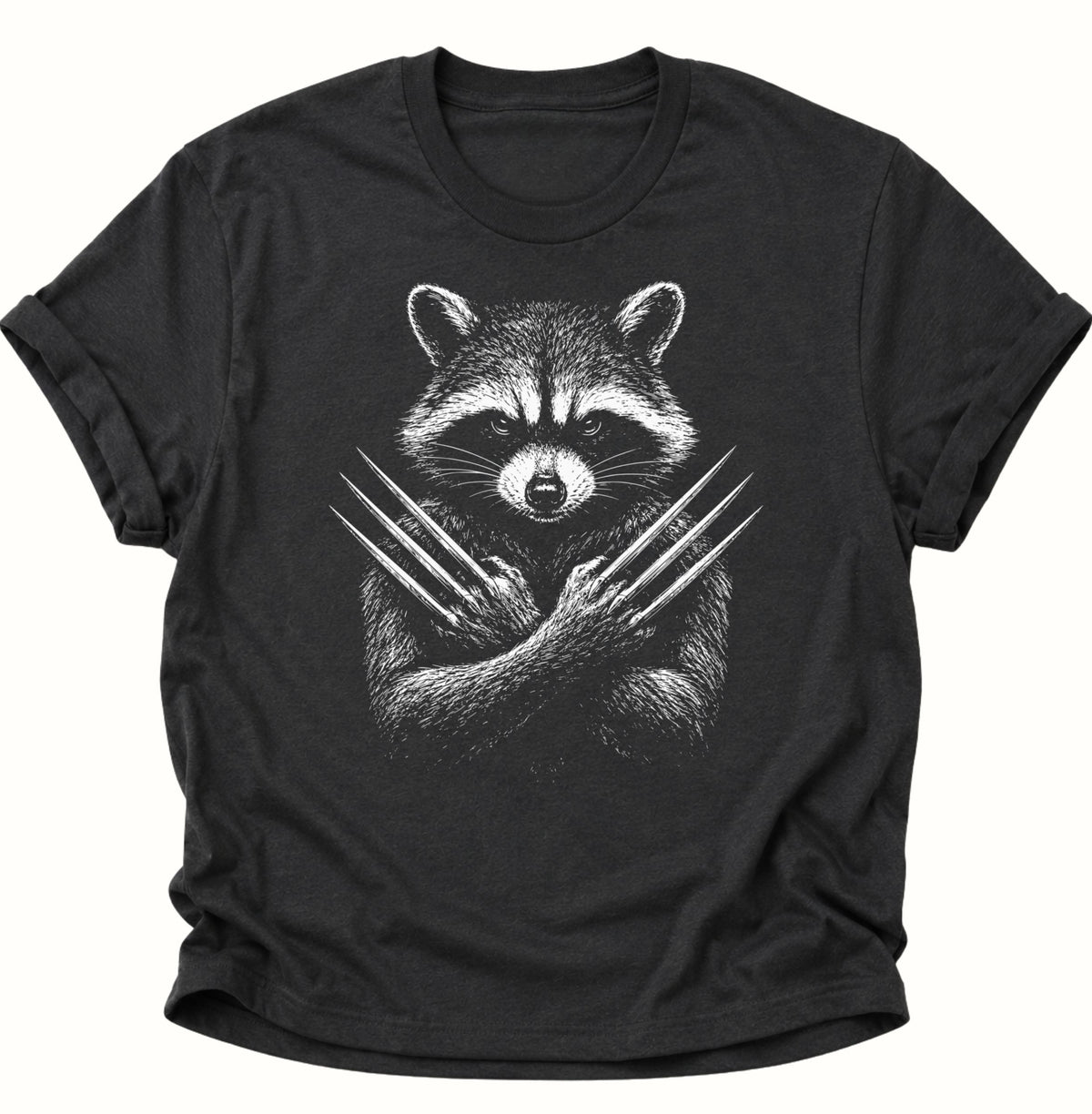 Waschbär mit Metallkrallen Unisex T-Shirt Schwarz - PINE & RIVER