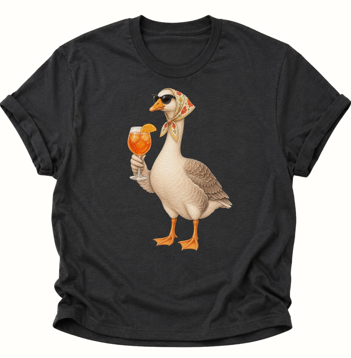 Cocktail-Gans mit Kopftuch Unisex T-Shirt Schwarz - PINE & RIVER