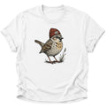 Spatz mit Strickmütze gegen rechts Unisex T-Shirt Weiß - PINE & RIVER