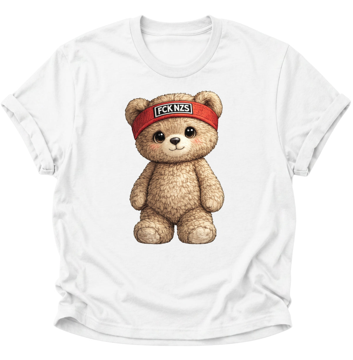 Süßer Teddybär gegen rechts Unisex T-Shirt Weiß - PINE & RIVER