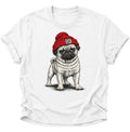 Mops mit Strickmütze gegen rechts Unisex T-Shirt Weiß - PINE & RIVER