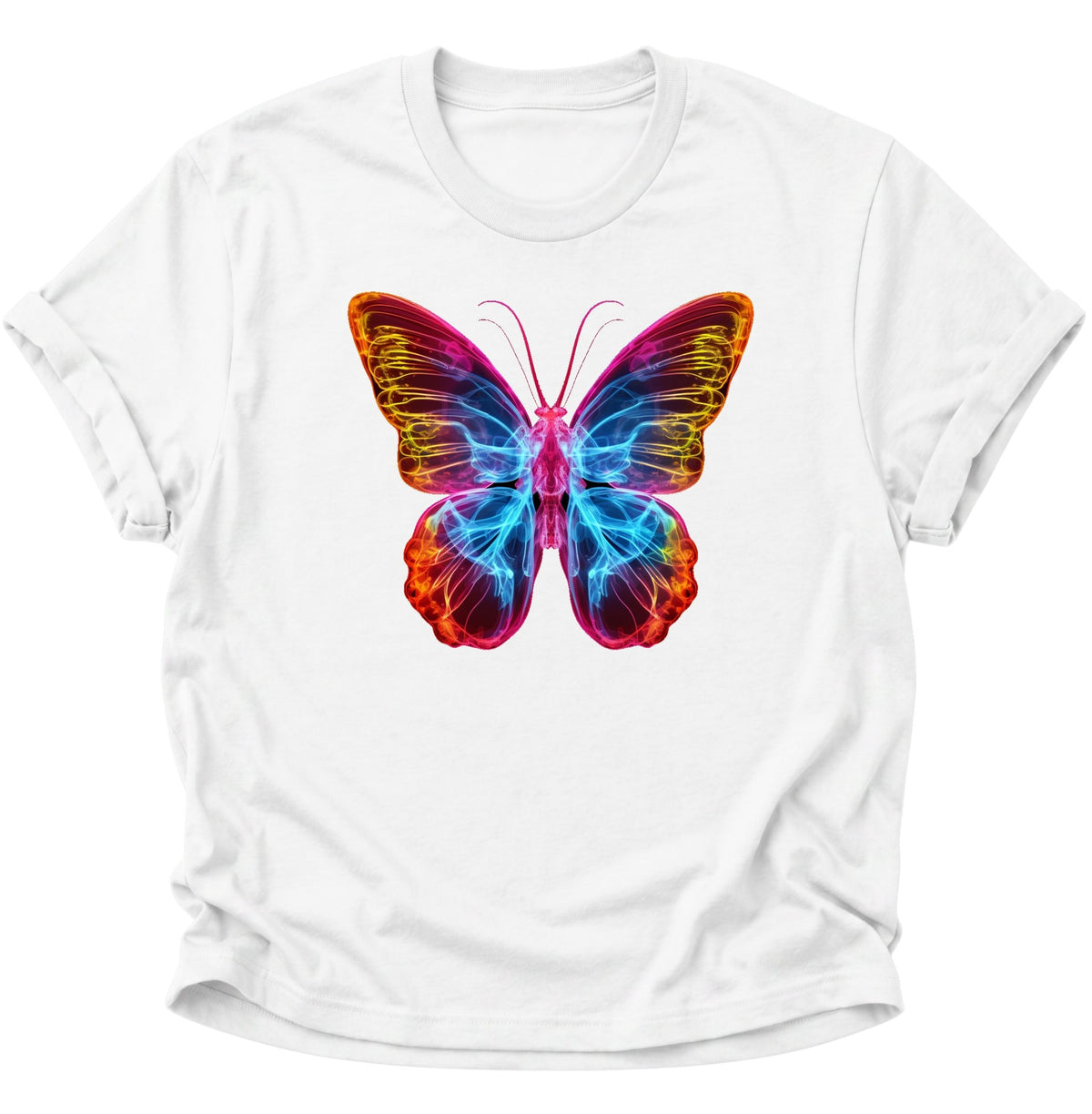 Schmetterling Neon Unisex T-Shirt Weiß - PINE & RIVER