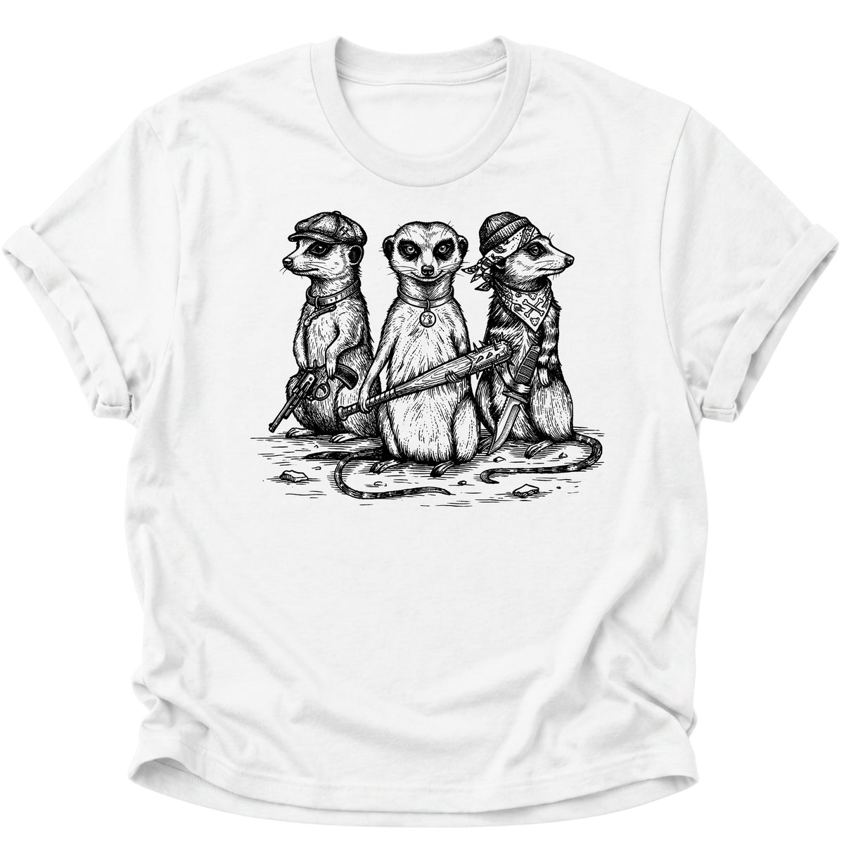Erdmännchen Gang im Vintage-Stil Unisex T-Shirt Weiß - PINE & RIVER
