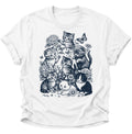 Kätzchen mit Blumen und Schmetterlingen Unisex T-Shirt Weiß - PINE & RIVER