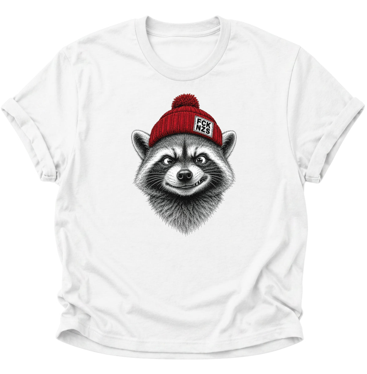 Anti Nazi Waschbär Unisex T-Shirt Weiß - PINE & RIVER