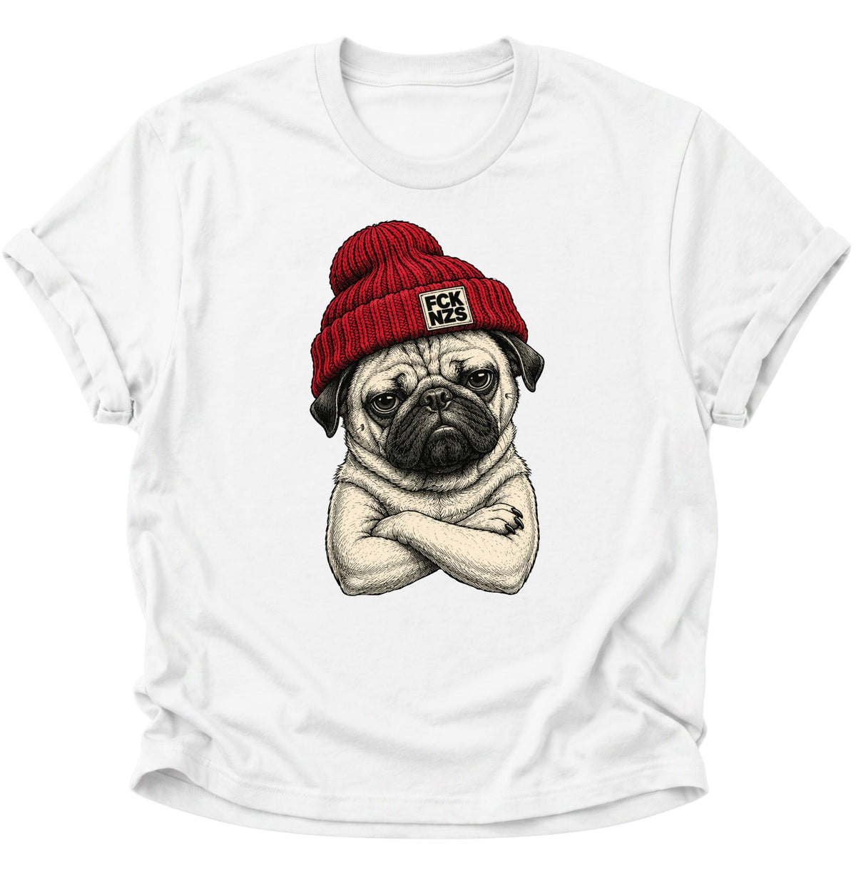 Mops gegen rechts Unisex T-Shirt Weiß - PINE & RIVER