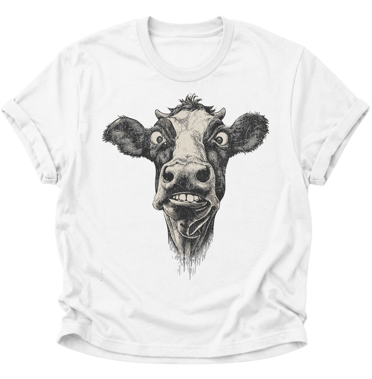 Verrückte Kuh Unisex T-Shirt Weiß - PINE & RIVER
