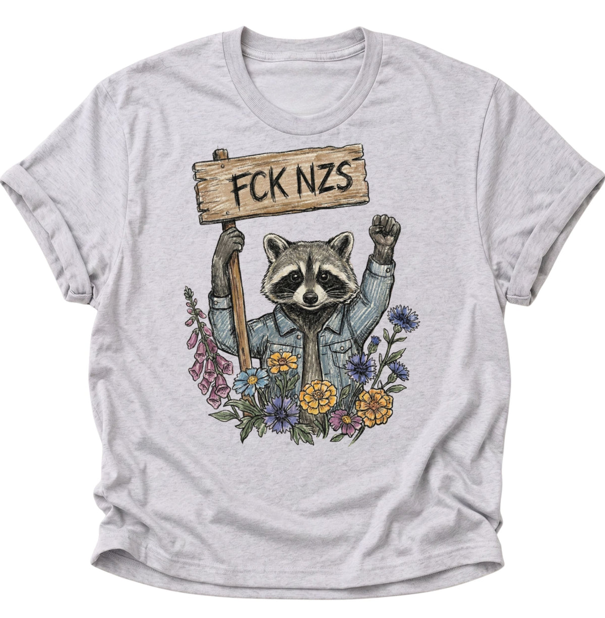 Waschbär gegen rechts Unisex T-Shirt Ash Grey - PINE & RIVER