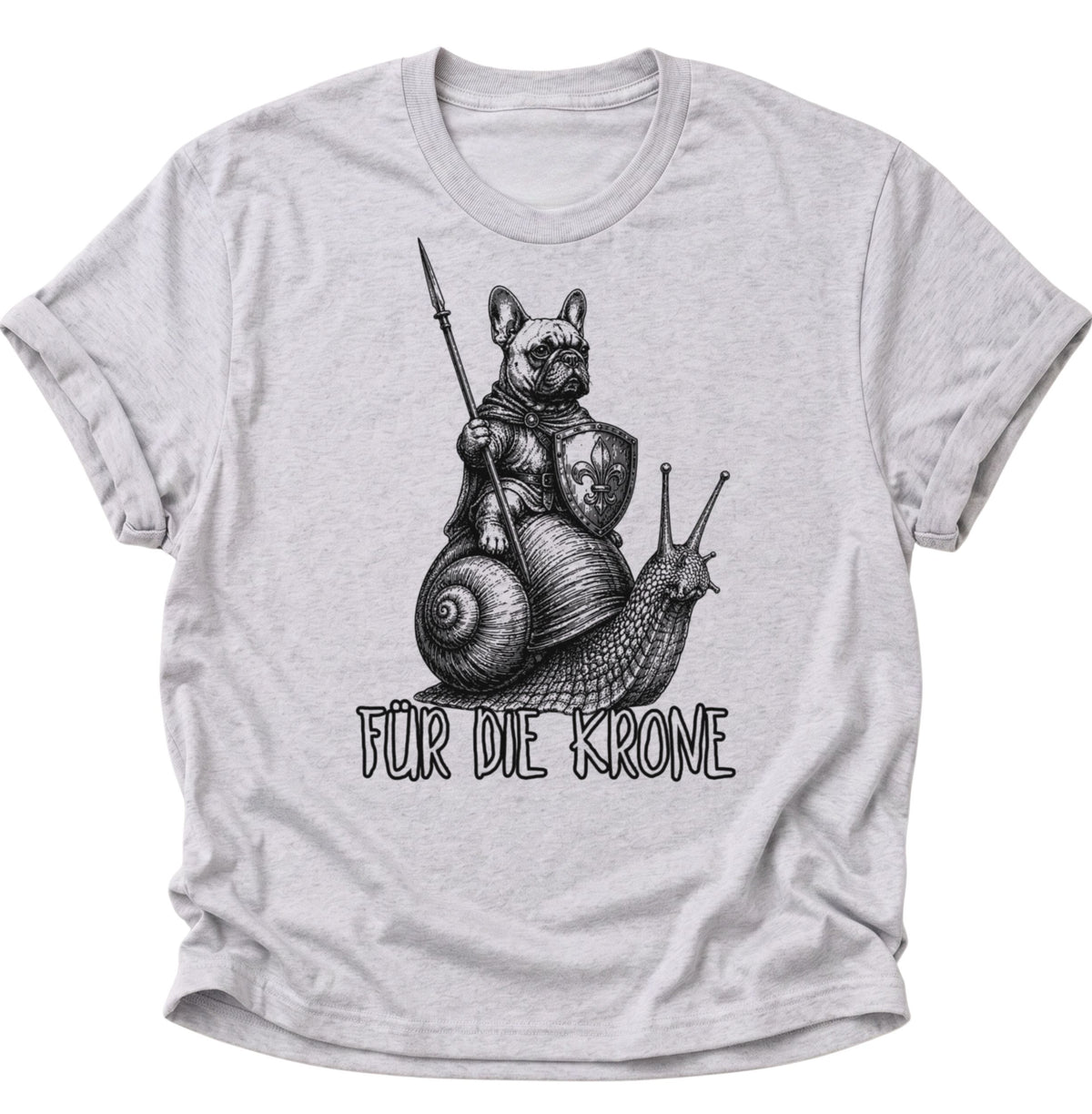 Bulldoggenritter auf Schnecke Unisex T-Shirt Ash Grey - PINE & RIVER