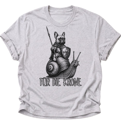 Bulldoggenritter auf Schnecke Unisex T-Shirt Ash Grey - PINE & RIVER