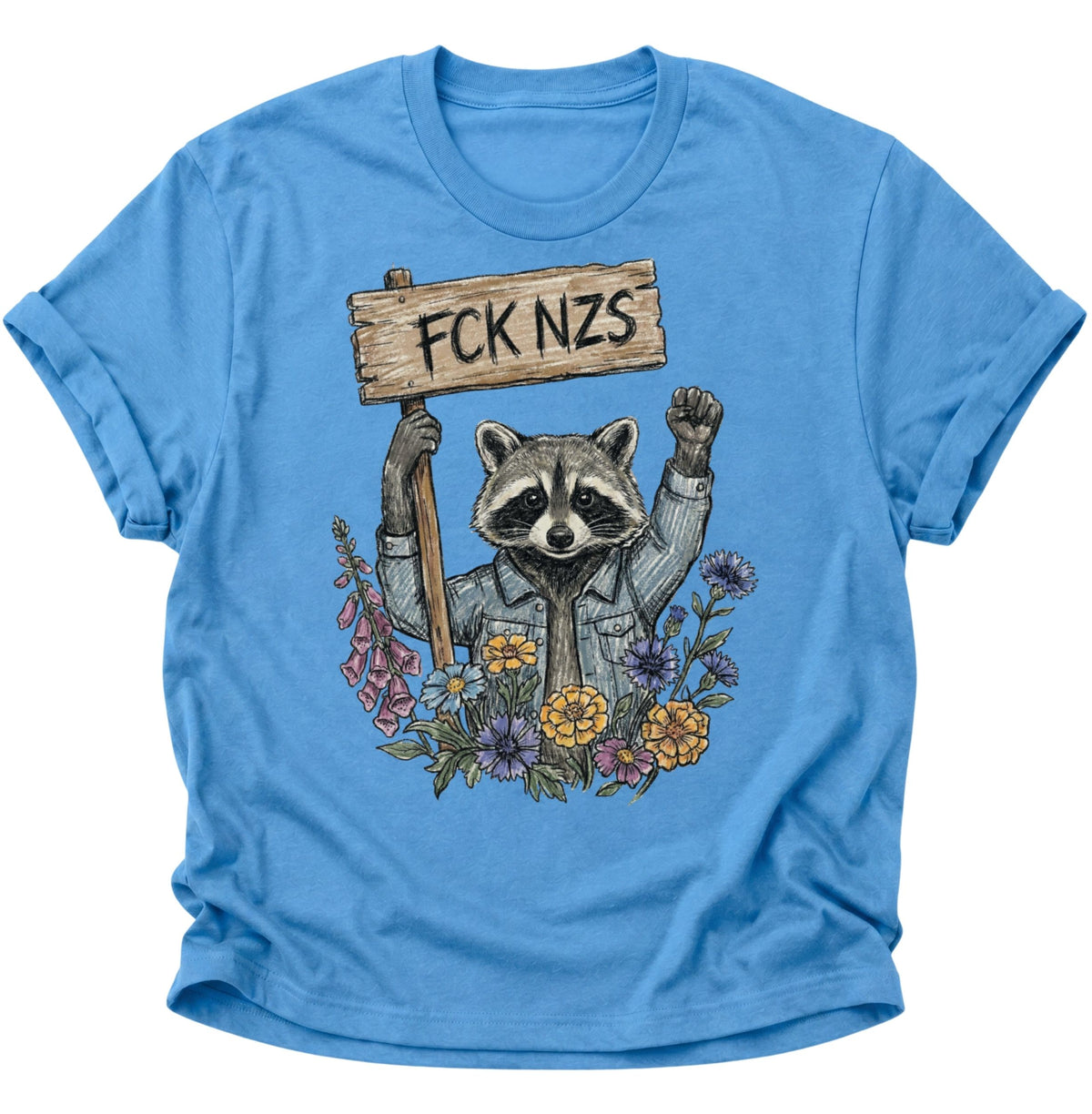 Waschbär gegen rechts Unisex T-Shirt Carolina Blue - PINE & RIVER