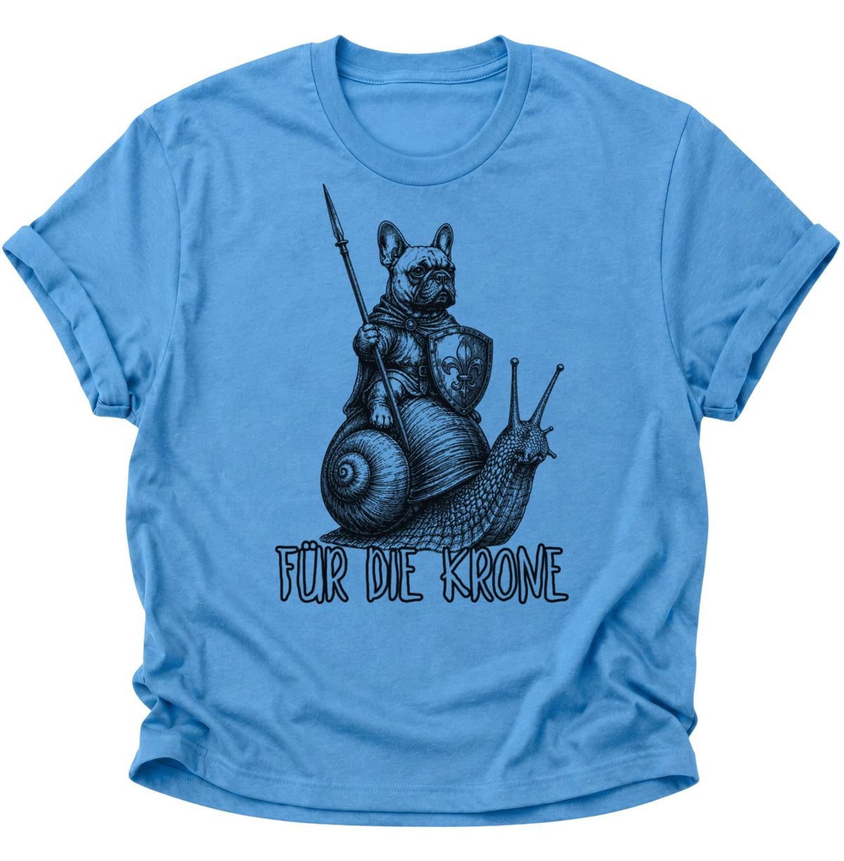 Bulldoggenritter auf Schnecke Unisex T-Shirt Carolina Blue - PINE & RIVER