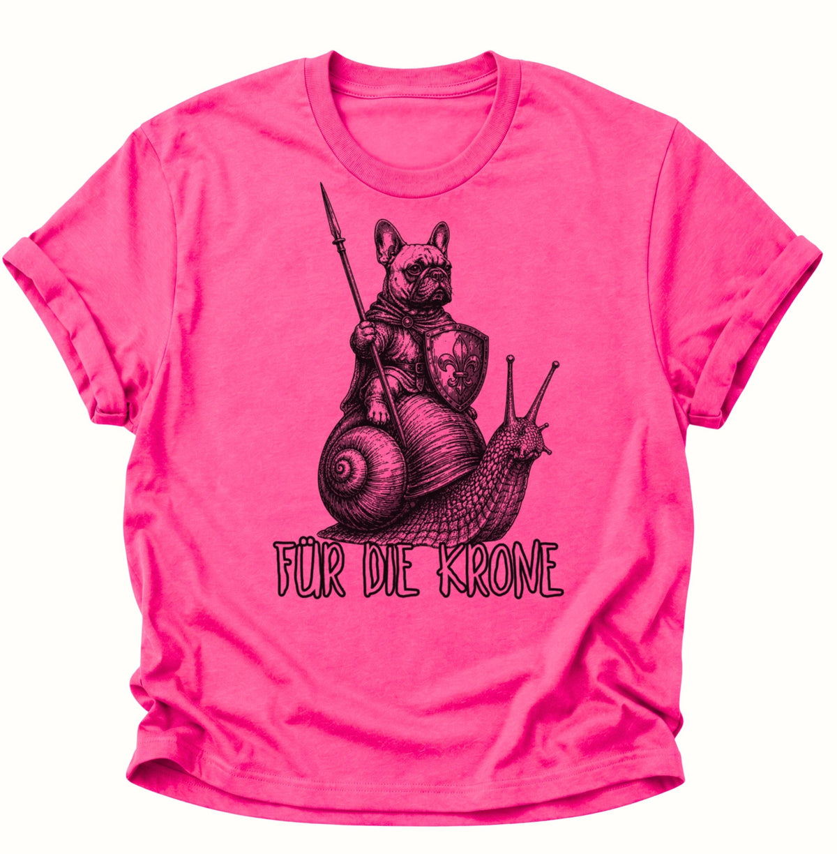 Bulldoggenritter auf Schnecke Unisex T-Shirt Heliconia - PINE & RIVER