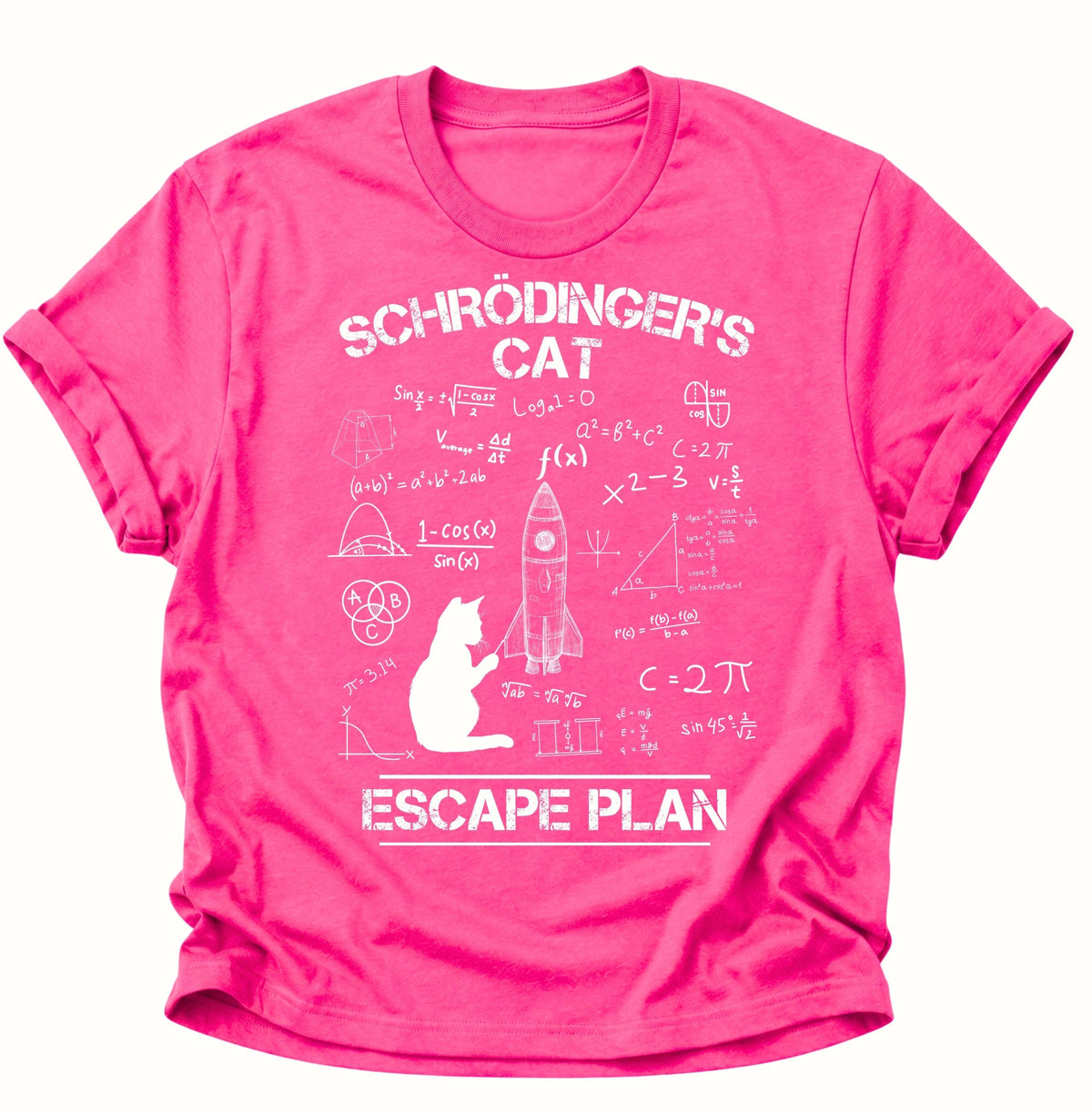 Schrödingers Cat Escape Plan Unisex T-Shirt Heliconia - PINE & RIVER
