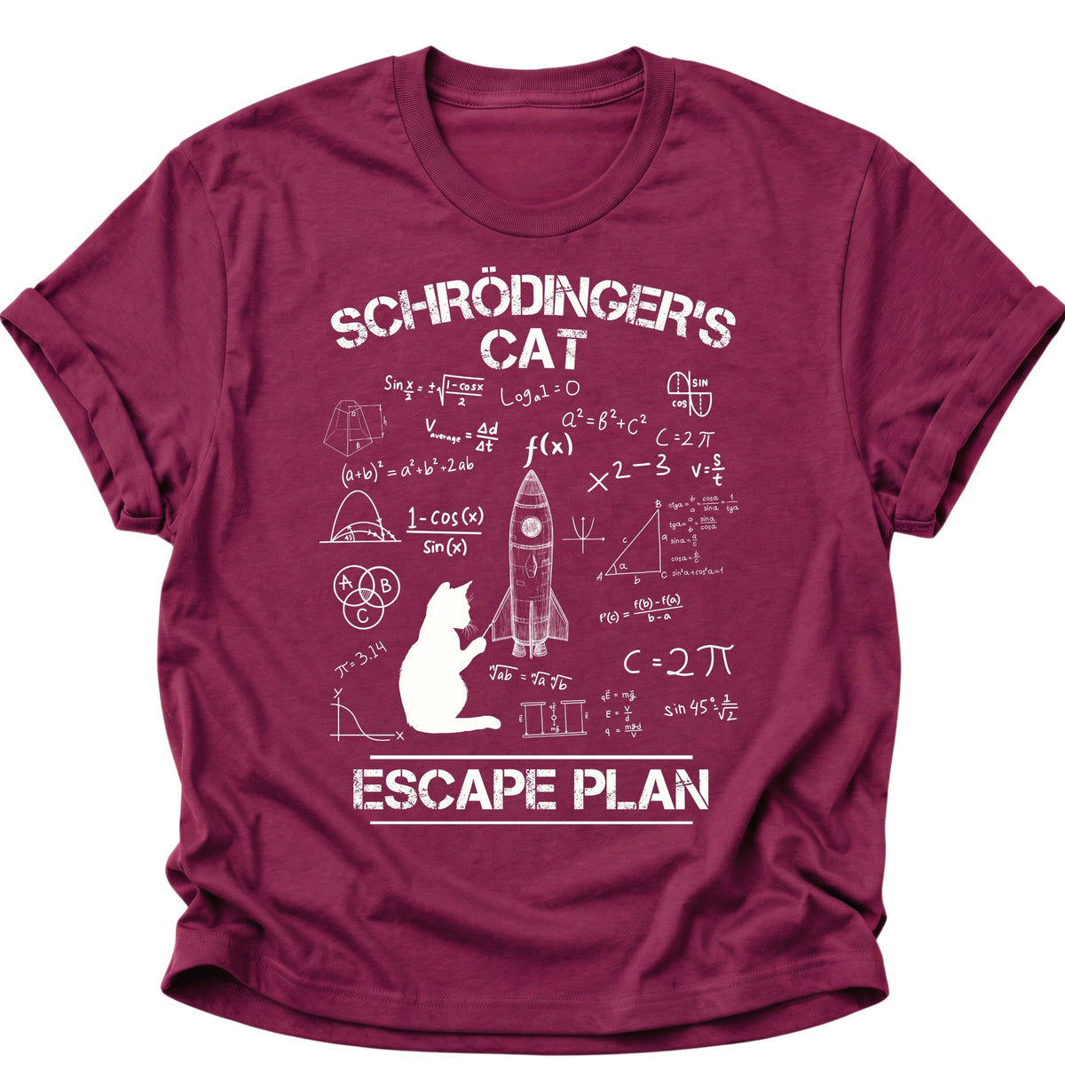 Schrödingers Cat Escape Plan Unisex T-Shirt Cardinal Red - PINE & RIVER