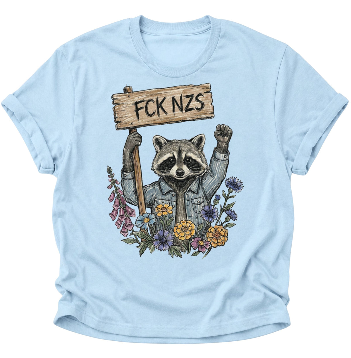 Waschbär gegen rechts Unisex T-Shirt Light Blue - PINE & RIVER