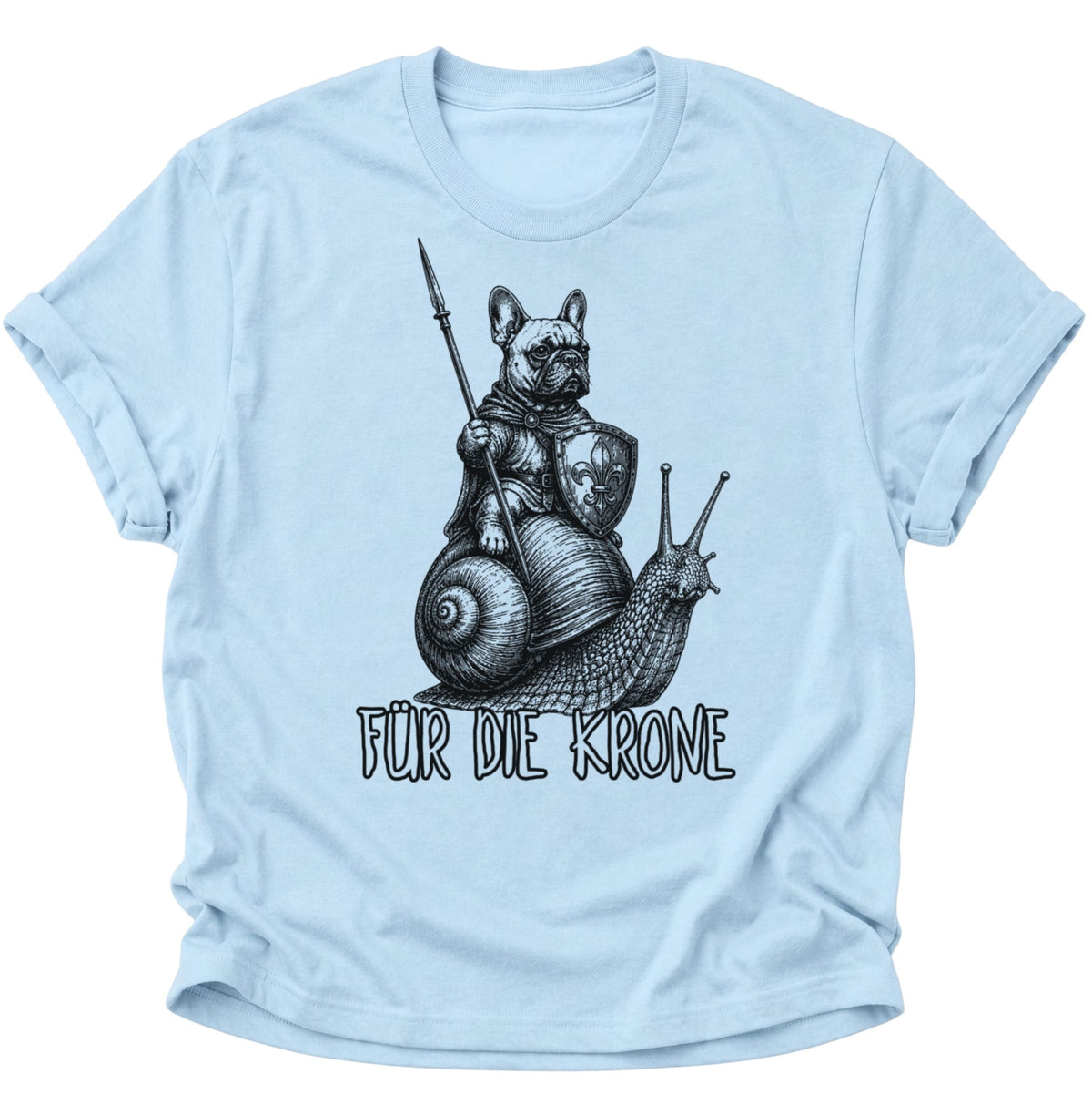 Bulldoggenritter auf Schnecke Unisex T-Shirt Light Blue - PINE & RIVER
