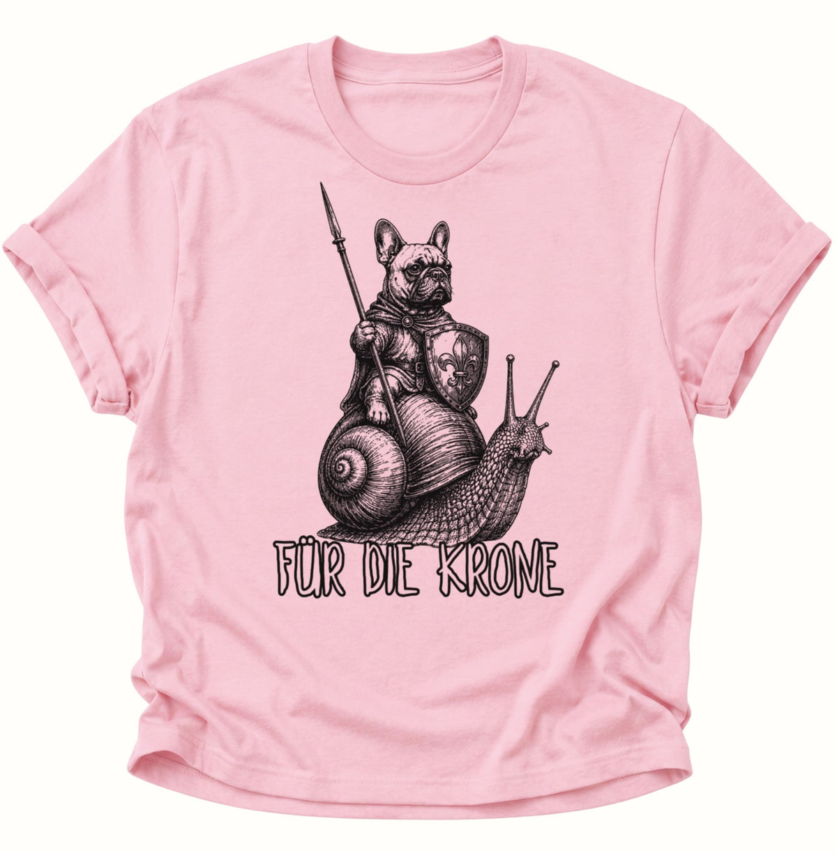Bulldoggenritter auf Schnecke Unisex T-Shirt Light Pink - PINE & RIVER