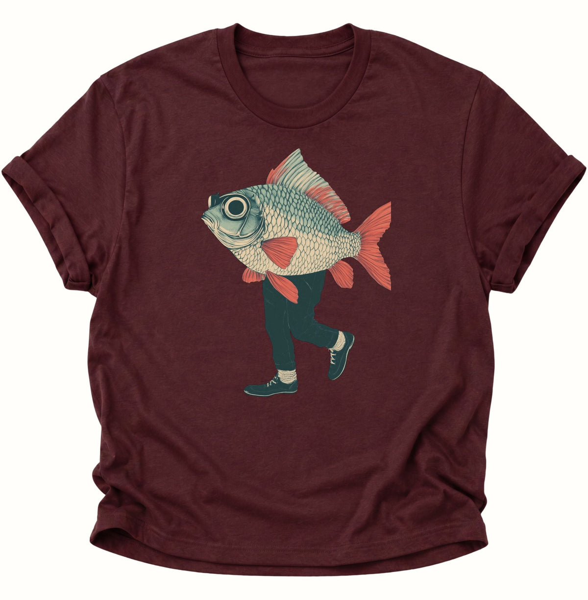 Fischmann Unisex T-Shirt Maroon - PINE & RIVER