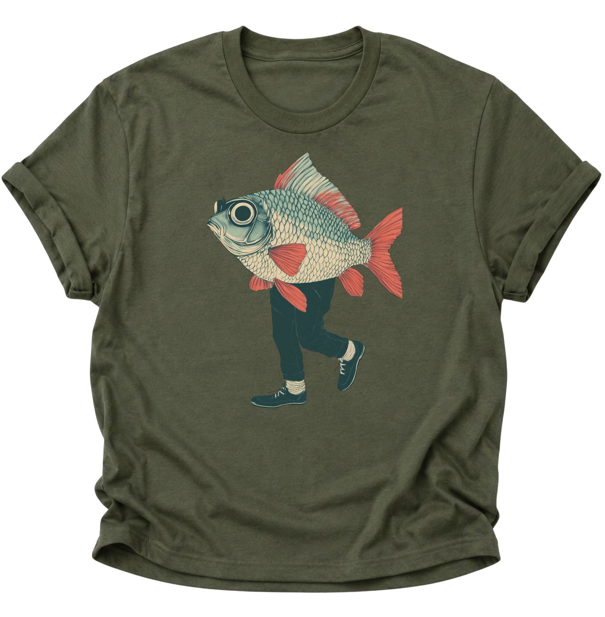 Fischmann Unisex T-Shirt Military Green - PINE & RIVER