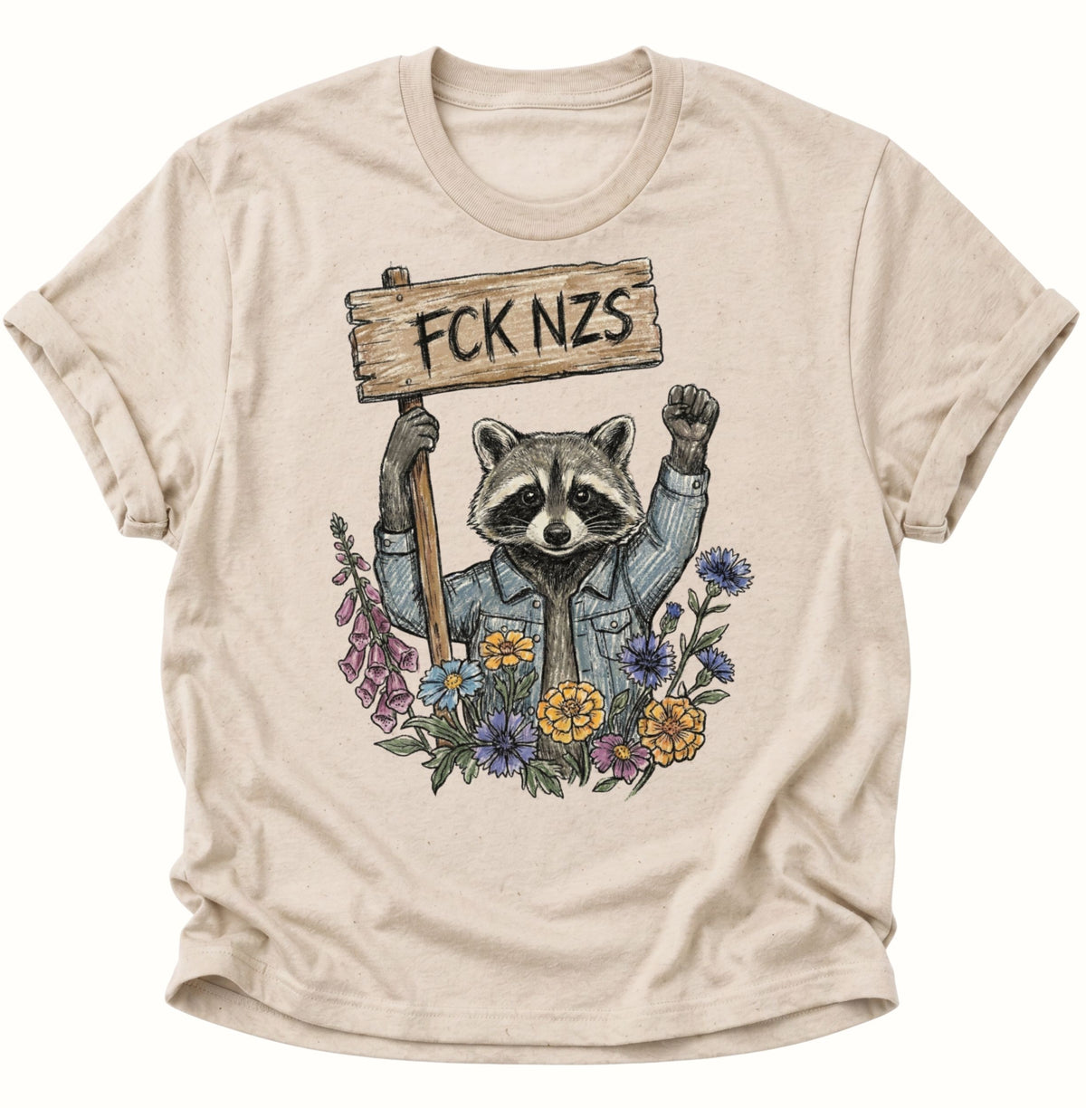 Anti Nazi Waschbär Unisex T-Shirt Nature - PINE & RIVER