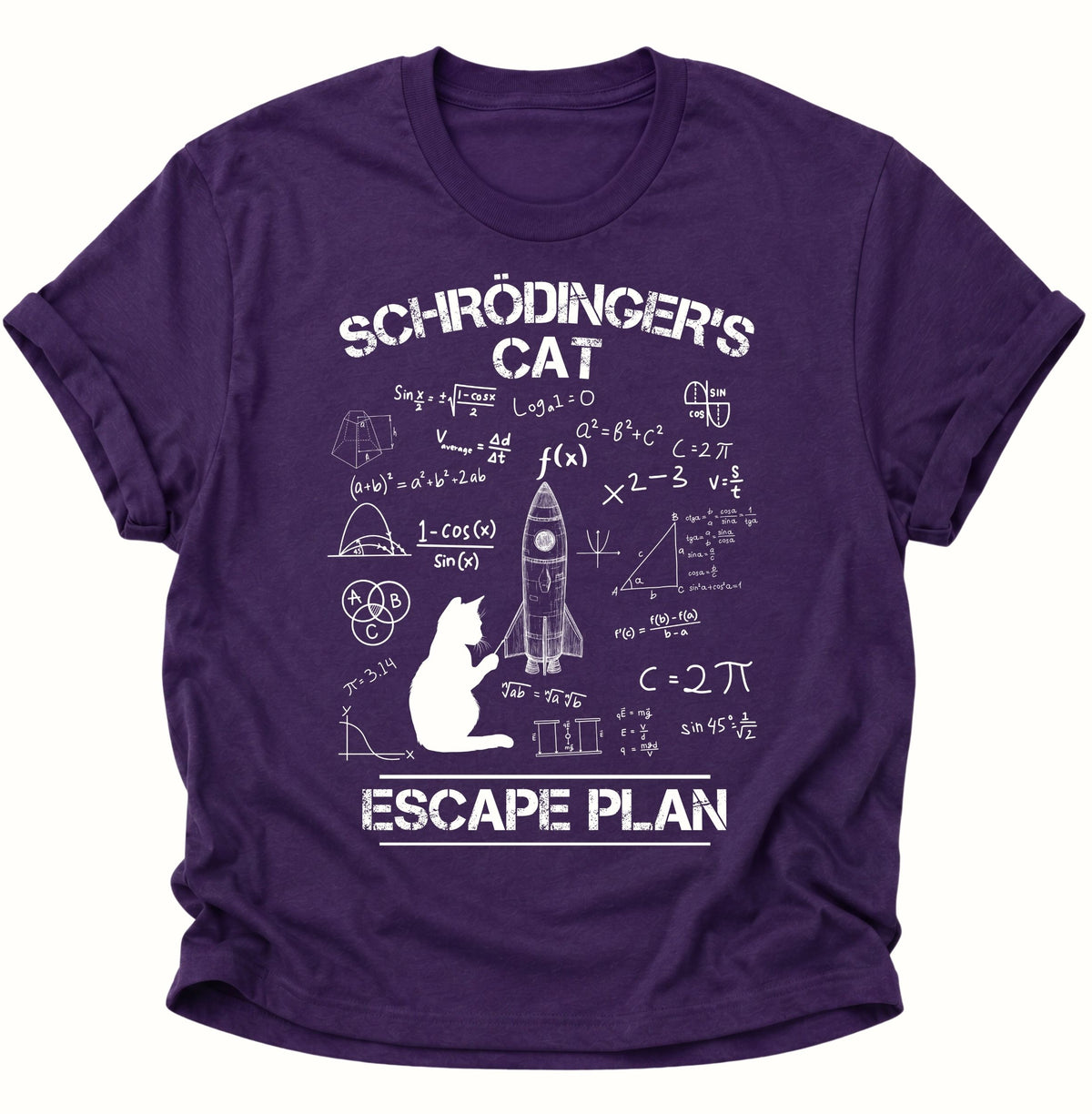 Schrödingers Cat Escape Plan Unisex T-Shirt Purple - PINE & RIVER
