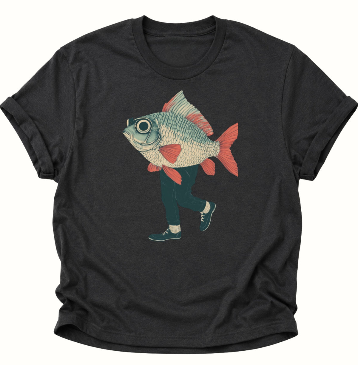 Fischmann Unisex T-Shirt Schwarz - PINE & RIVER
