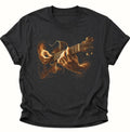 Akustikgitarre mit spielenden Händen Unisex T-Shirt Schwarz - PINE & RIVER