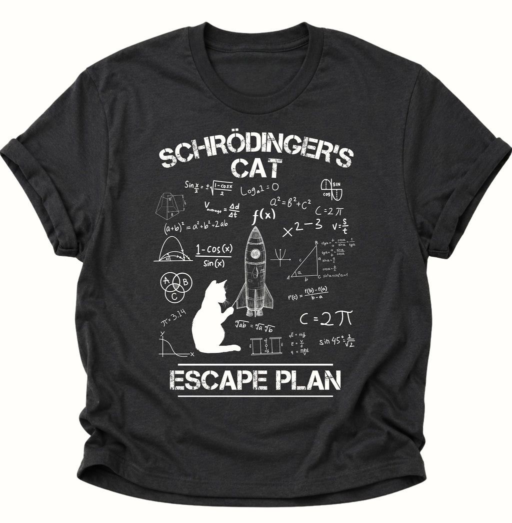 Schrödingers Cat Escape Plan Unisex T-Shirt Schwarz - PINE & RIVER