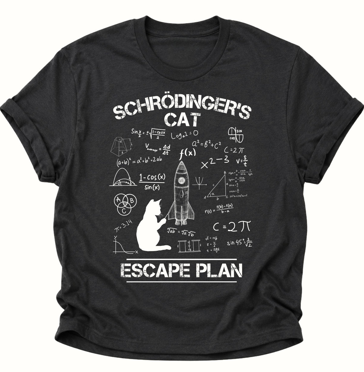 Schrödingers Cat Escape Plan Unisex T-Shirt Schwarz - PINE & RIVER