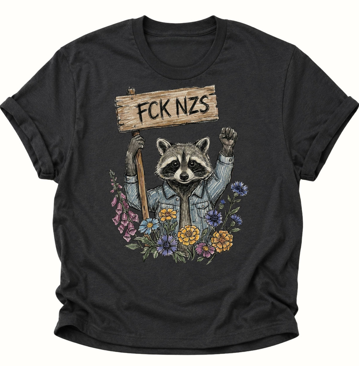Waschbär gegen rechts Unisex T-Shirt Schwarz - PINE & RIVER