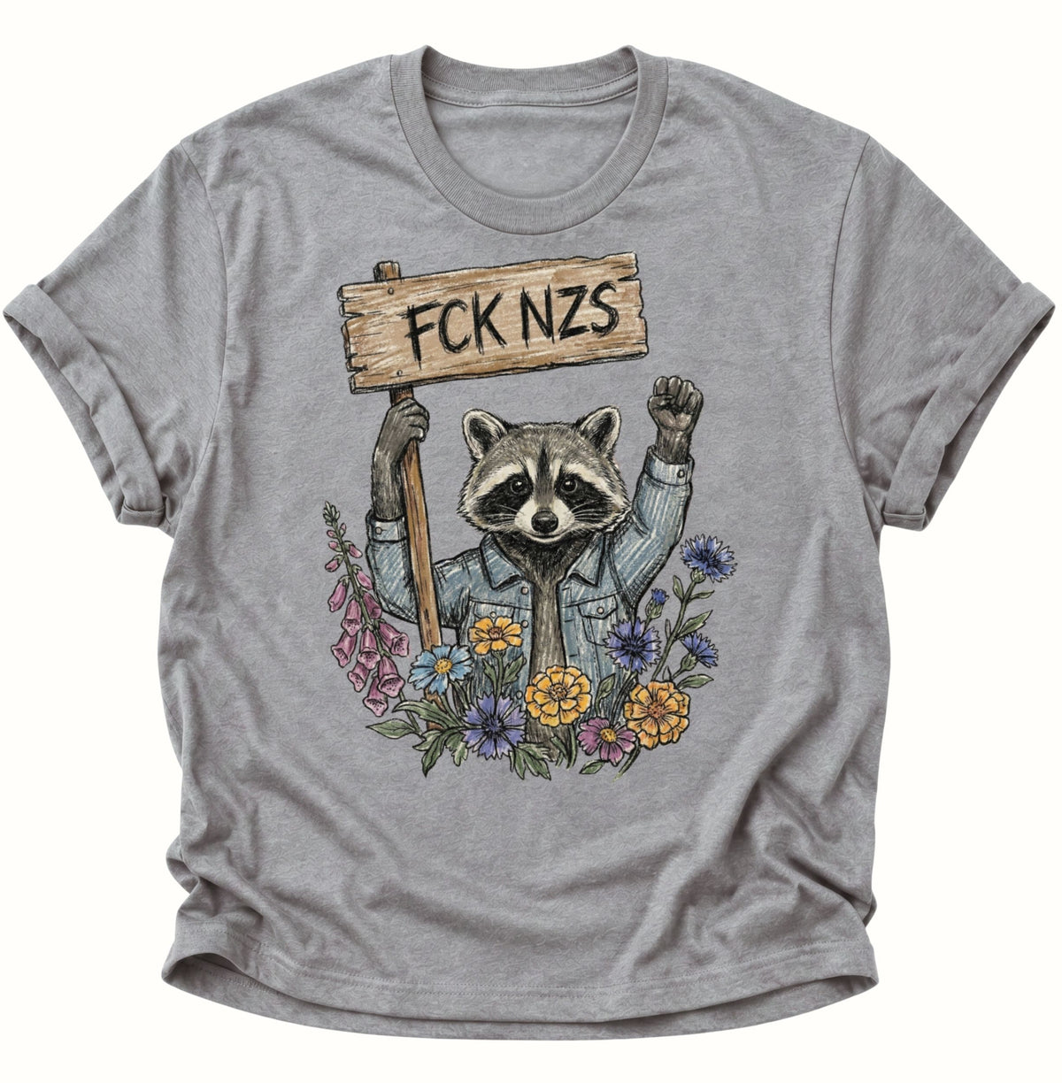 Waschbär gegen rechts Unisex T-Shirt Sport Grey - PINE & RIVER